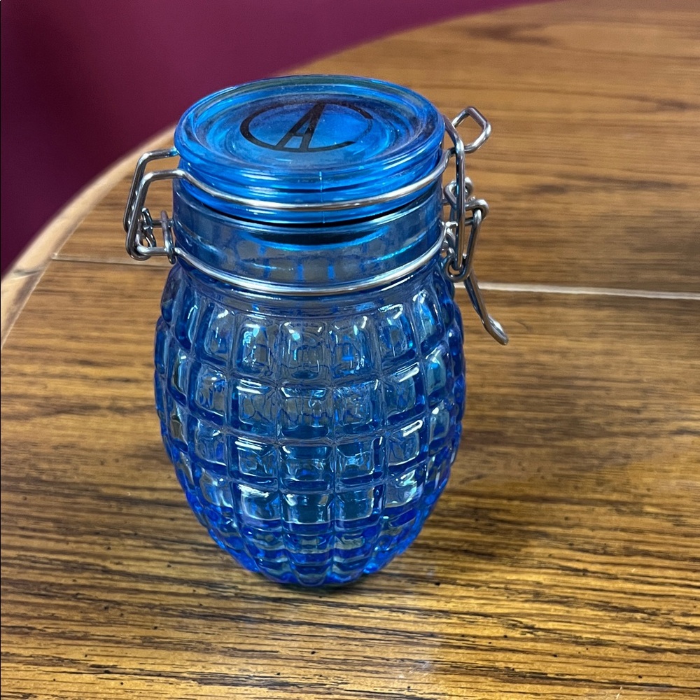 Blue Glass Airtight Food Storage Jar
